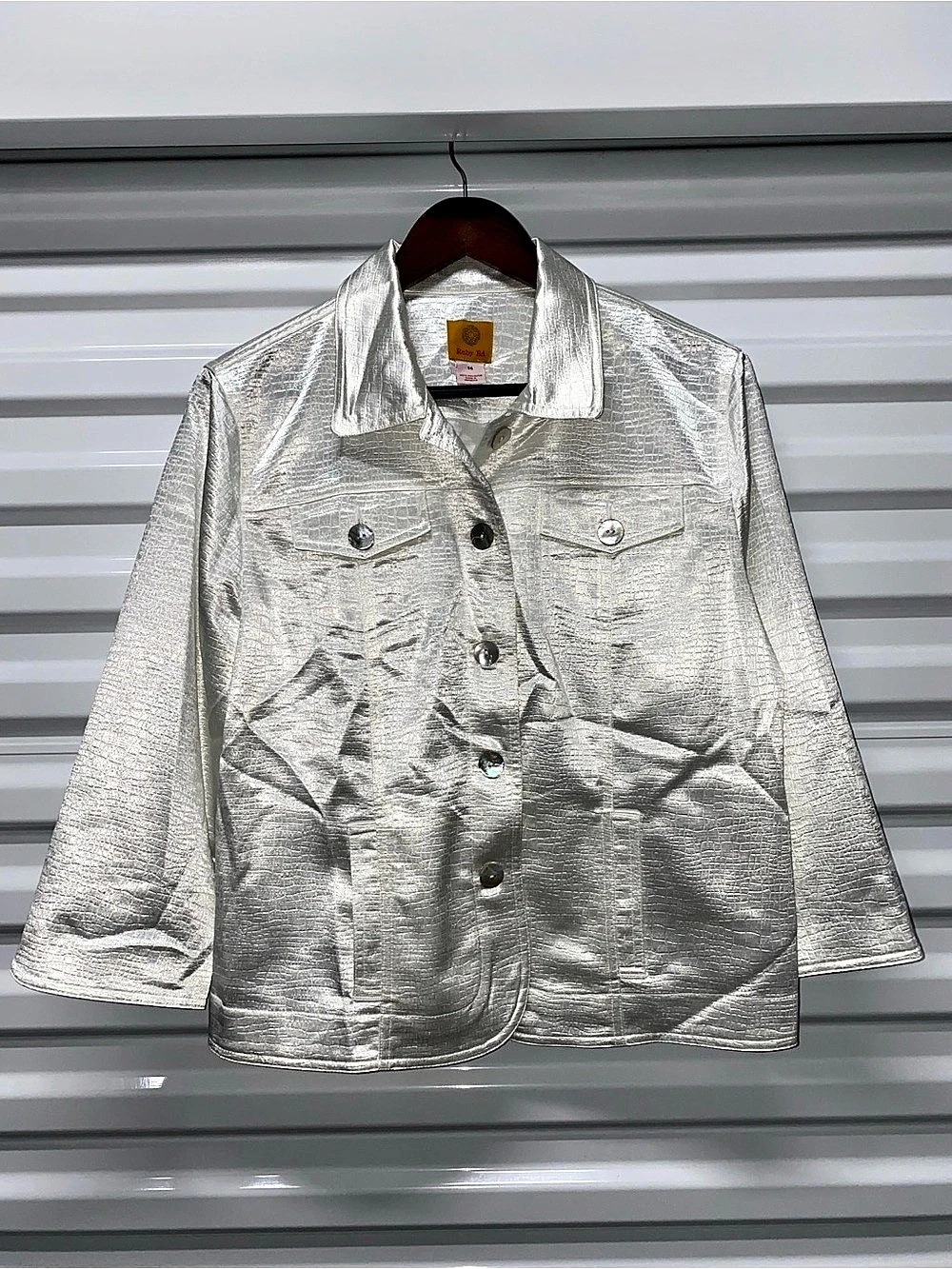 Ruby Rd Metallic Button Front Jacket Size 14 Like New